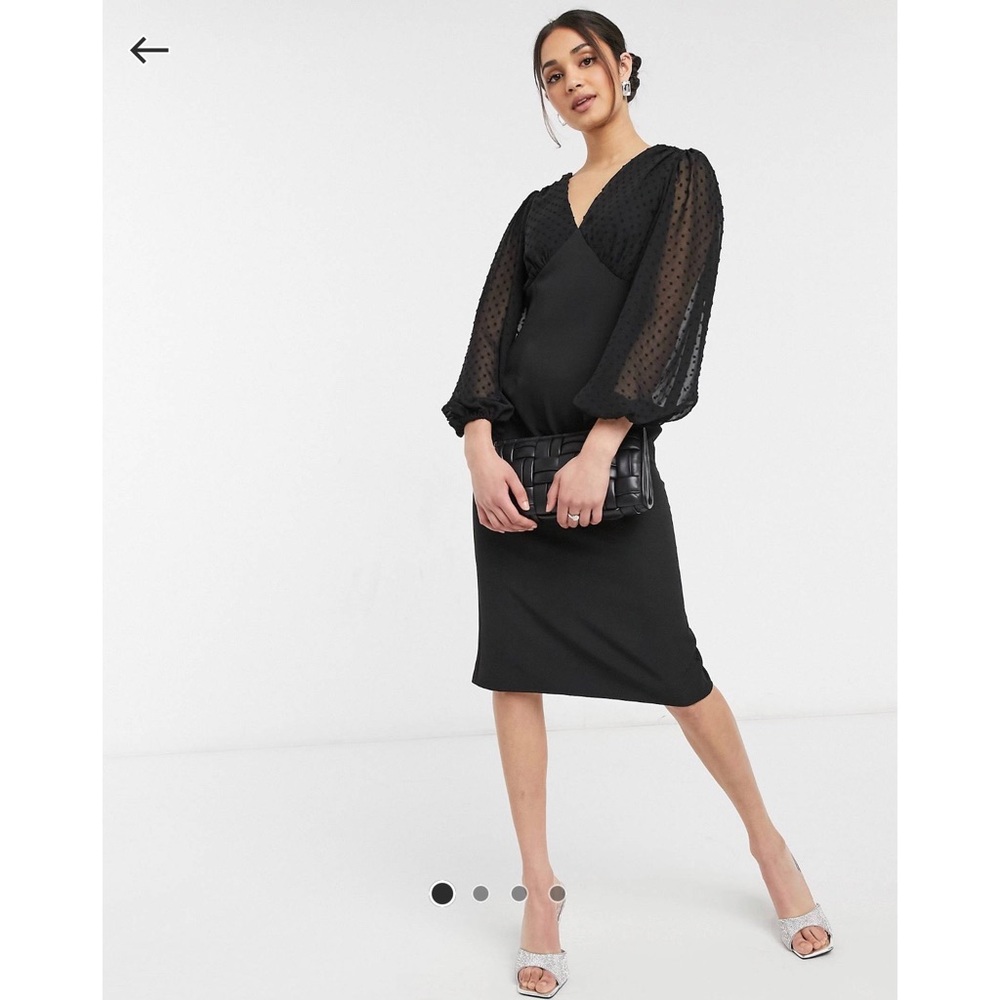 Black midi cocktail dress.